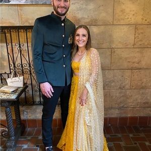 Worn for 2 hours: Gold Embellished Lehenga- 3 pcs